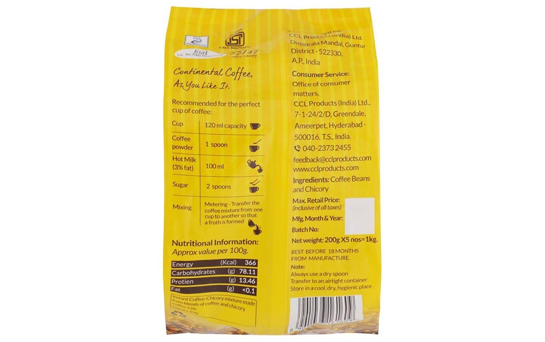 Continental Coffee Strong Instant Coffee    Pack  1 kilogram